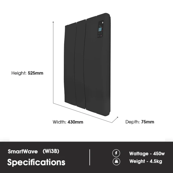 Haverland Wi3 SmartWave Self-Programming Electric Radiator - Anthracite 450W 4 Haverland Wi3 SmartWave Self-Programming Electric Radiator - Anthracite 450W - Image 2