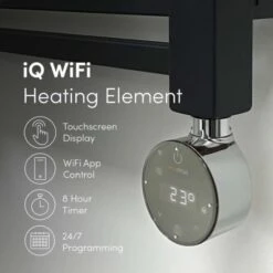 Ecostrad Fina-E IQ WiFi Electric Towel Rail - Anthracite 400w (500 X 1200mm) -Heating Equipment Store wifi a 7