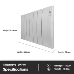 Haverland Wi7 SmartWave Self-Programming Electric Radiator - 1100W 20 Haverland Wi7 SmartWave Self-Programming Electric Radiator - 1100W -Heating Equipment Store wiw7 dimensions